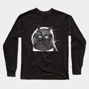 Cosmic Cat white print Long Sleeve T-Shirt